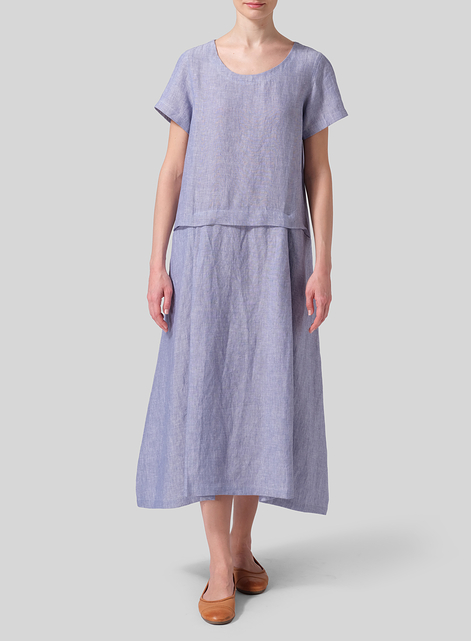 Linen Short Sleeves A-Line Dress