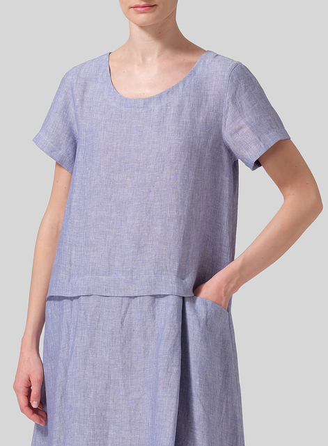 Linen Short Sleeves A-Line Dress