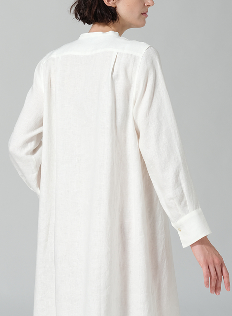 Linen A-shape Long Shirt Dress