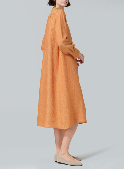 Linen A-shape Long Shirt Dress