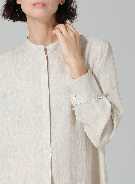 Linen A-shape Long Shirt Dress