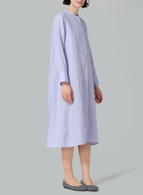 Linen A-shape Long Shirt Dress