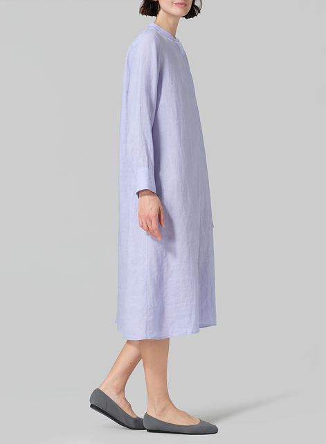 Linen A-shape Long Shirt Dress