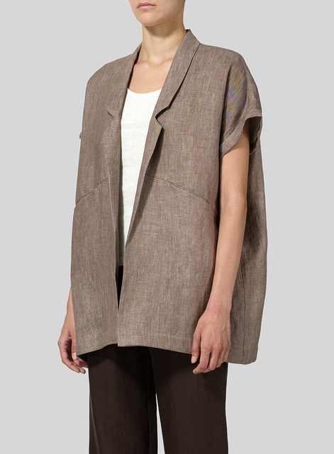 Twill Weave Linen Oversized Short Sleeve Jacket