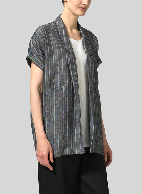 Twill Weave Linen Oversized Short Sleeve Jacket