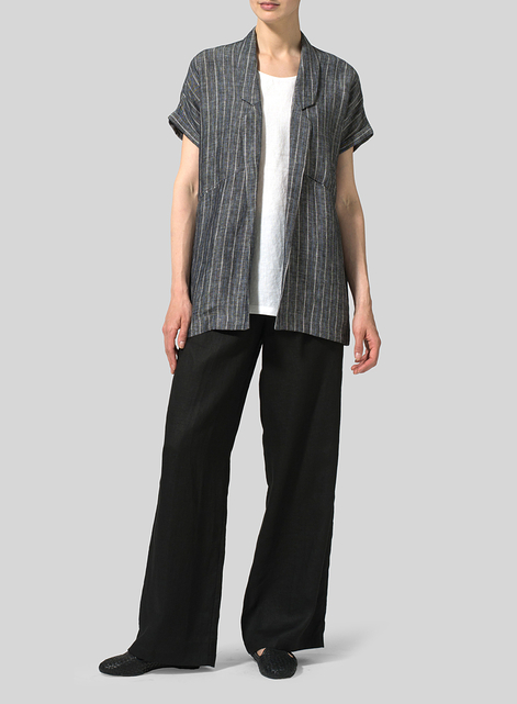 Twill Weave Linen Oversized Short Sleeve Jacket