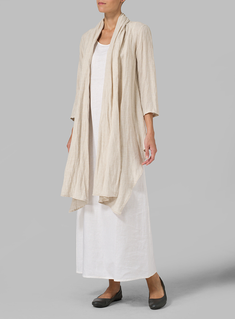 Linen Long Shawl-Collar Over Jacket