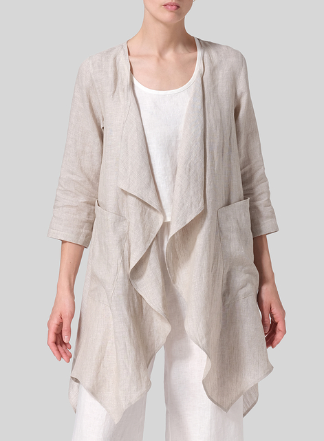 Linen Waterfall Open Jacket