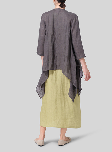 Woven Linen Waterfall Open Jacket