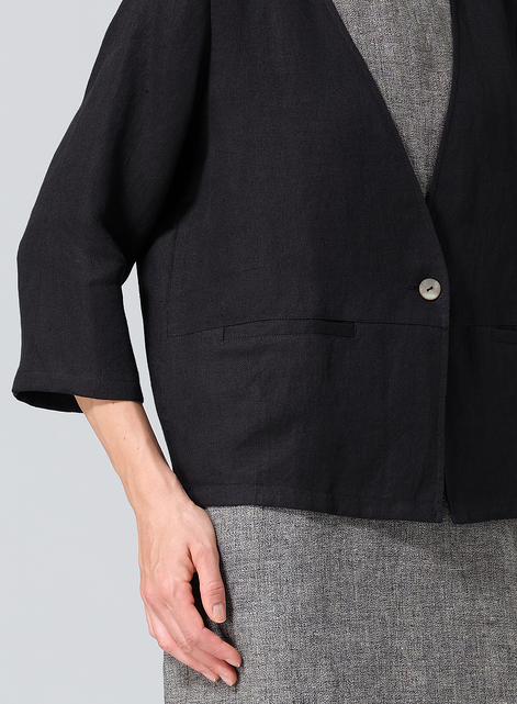 Linen Single-Button Boxy Fit Jacket