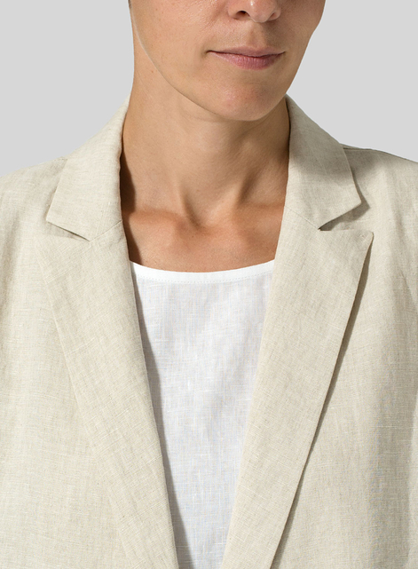 Linen Double-Breasted Cropped Blazer