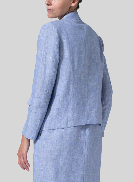 Linen Double-Breasted Cropped Blazer