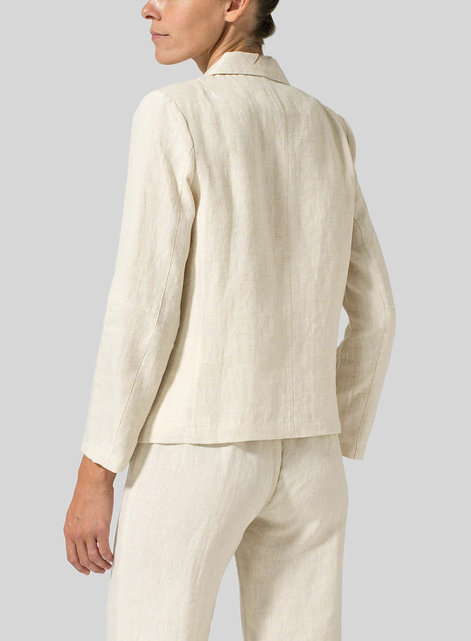 Linen Double-Breasted Cropped Blazer