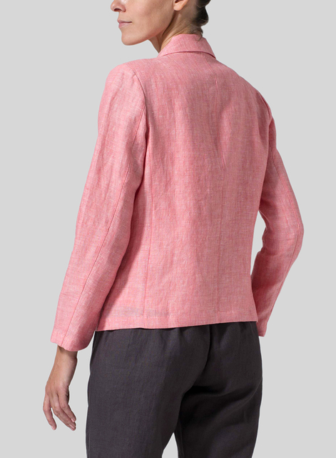 Linen Double-Breasted Cropped Blazer