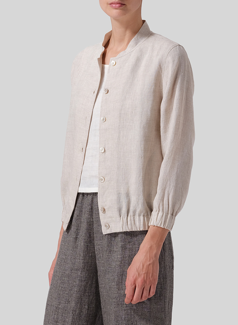 Linen Mini Stand Collar Jacket