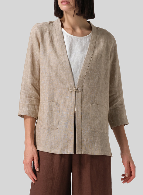 Linen One-Mandarin Button Jacket