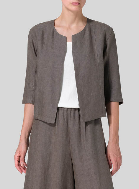 Linen Open Front Jacket