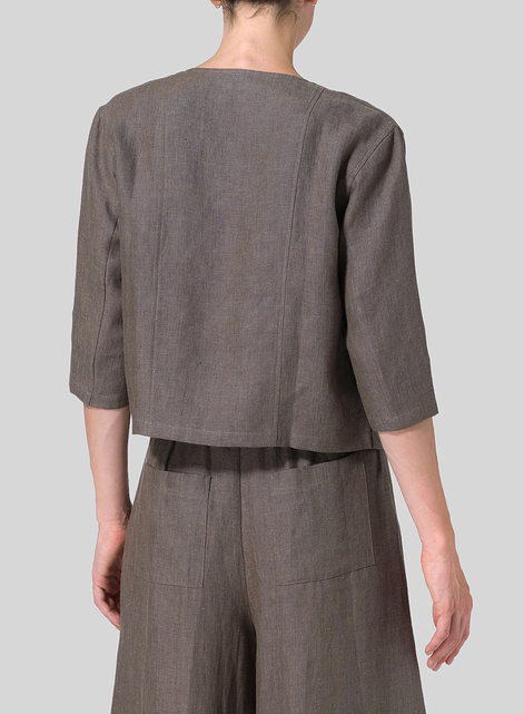 Linen Open Front Jacket