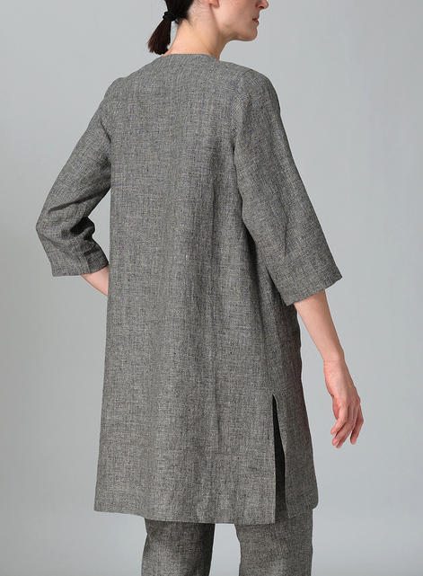 Linen Straight Cut Open Front Jacket