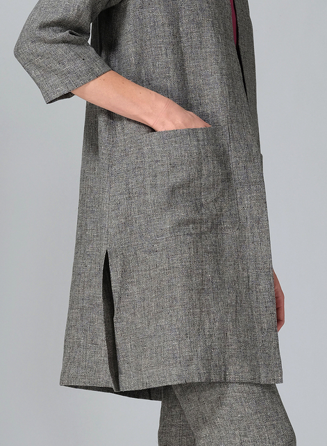 Linen Straight Cut Open Front Jacket