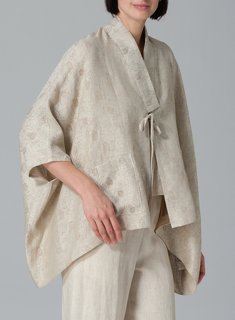 Linen Tie Rope Short Kimono Jacket