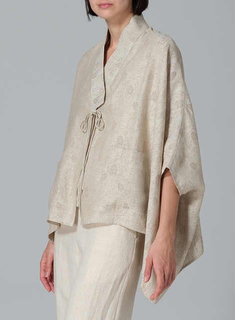 Linen Tie Rope Short Kimono Jacket