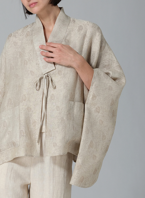 Linen Tie Rope Short Kimono Jacket