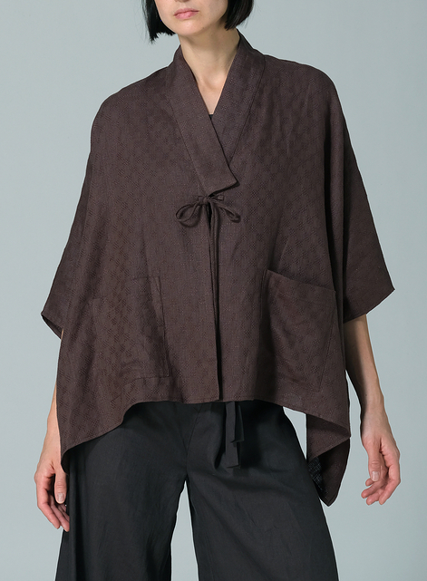 Linen Tie Rope Short Kimono Jacket