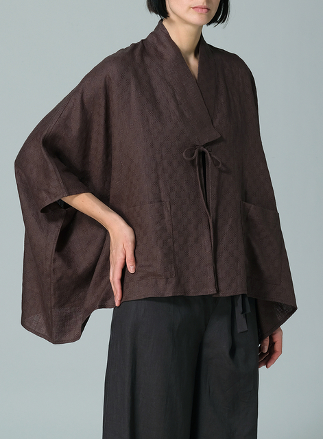 Linen Tie Rope Short Kimono Jacket