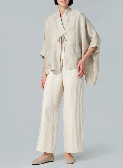 Linen Tie Rope Short Kimono Jacket