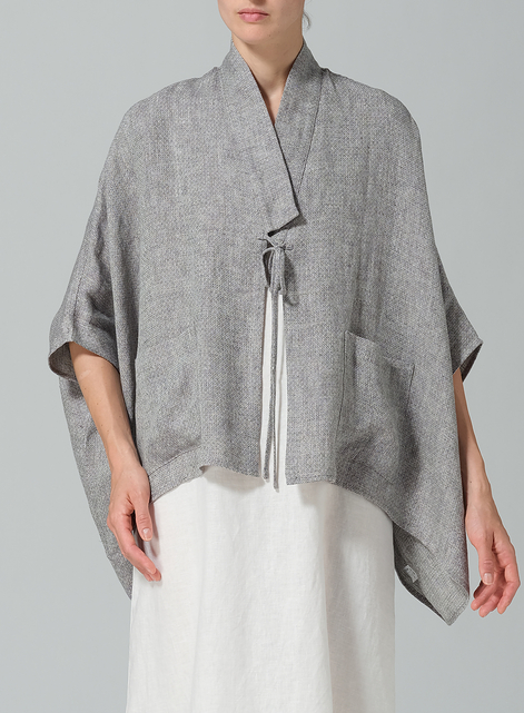 Linen Tie Rope Short Kimono Jacket