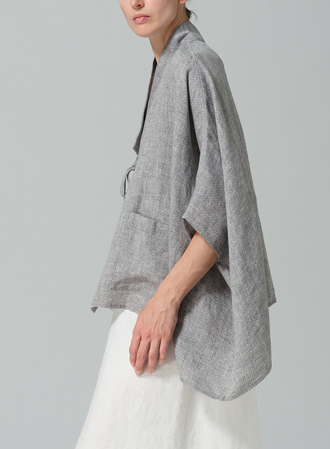 Linen Tie Rope Short Kimono Jacket