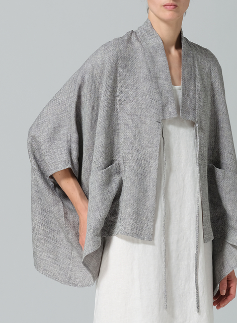 Linen Tie Rope Short Kimono Jacket