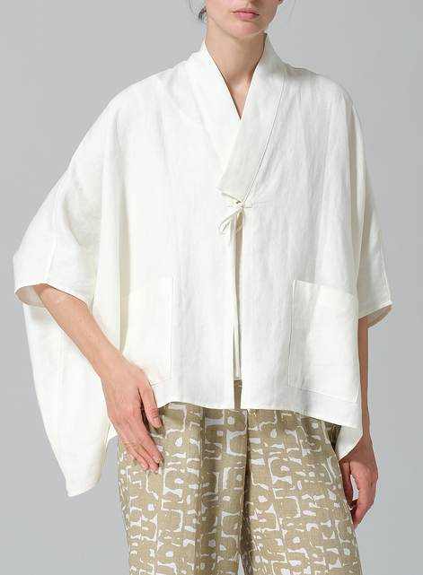 Linen Tie Rope Kimono Jacket