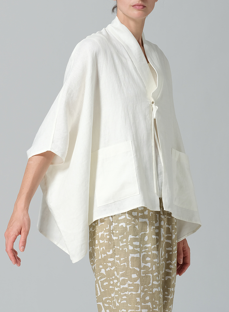 Linen Tie Rope Kimono Jacket