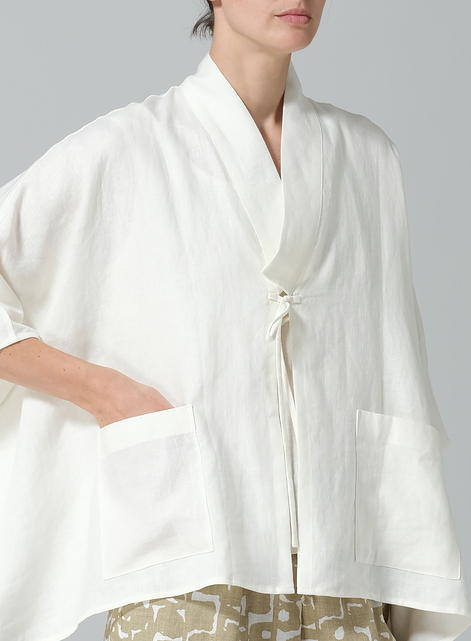 Linen Tie Rope Kimono Jacket