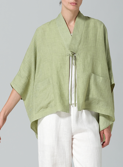 Linen Tie Rope Kimono Jacket