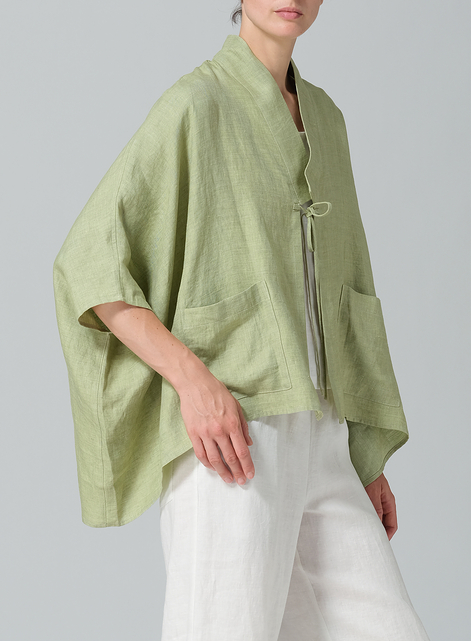 Linen Tie Rope Kimono Jacket