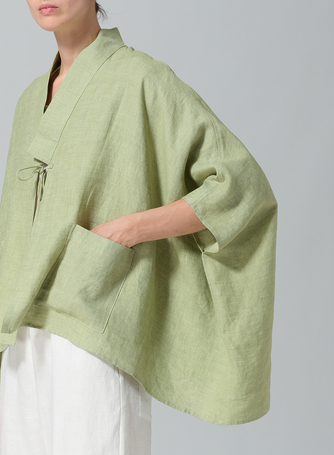 Linen Tie Rope Kimono Jacket