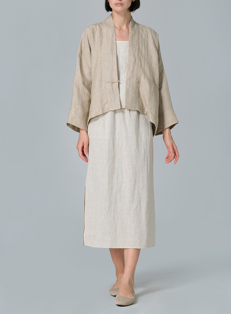 Medium Weight Linen Kimono Long Sleeve Jacket