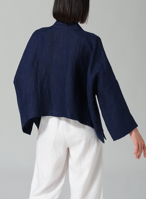 Medium Weight Linen Kimono Long Sleeve Jacket