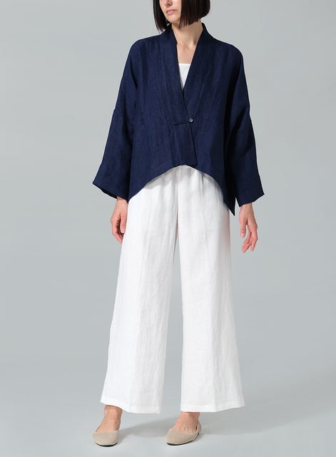 Medium Weight Linen Kimono Long Sleeve Jacket