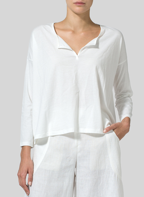 Cotton V-neck Boxy Top