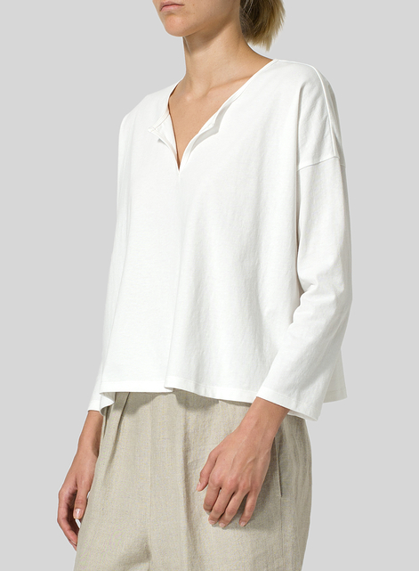 Medium Weight Cotton V-neck Boxy Top