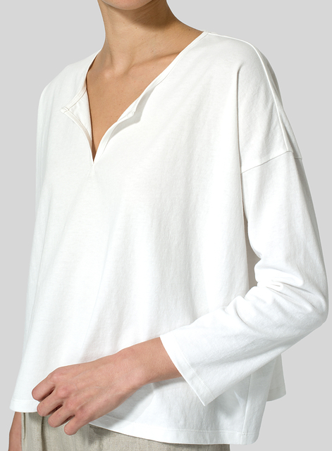 Medium Weight Cotton V-neck Boxy Top