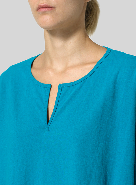 Medium Weight Cotton V-neck Boxy Top