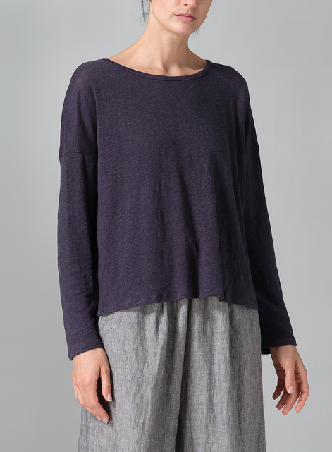 Linen Knitted Long Sleeves T-Shirt