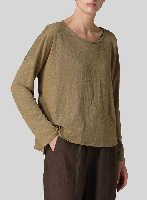 Linen Knitted Long Sleeves T-Shirt