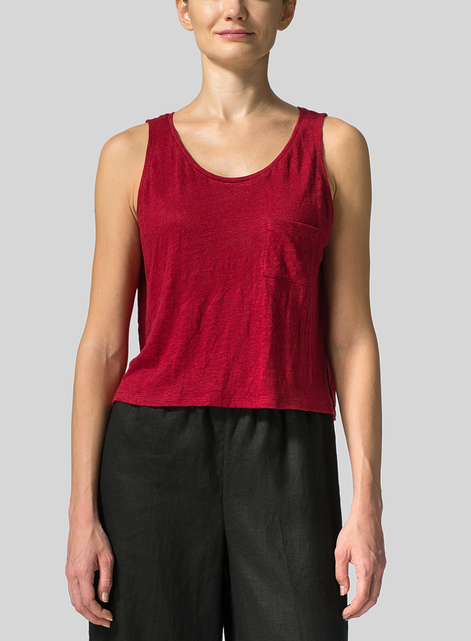 Knitted Linen Sleeveless Short Tank