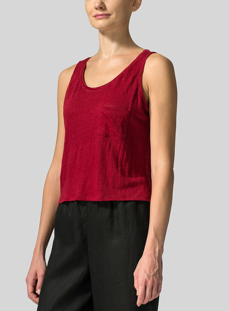 Knitted Linen Sleeveless Short Tank